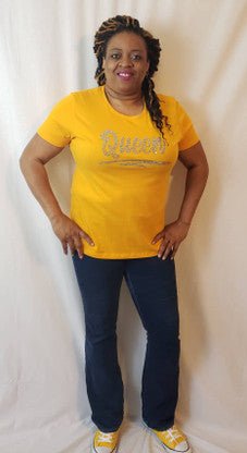 Queen Blue Bling Gold AB Stones T - Shirt - Diva Starr Boutique